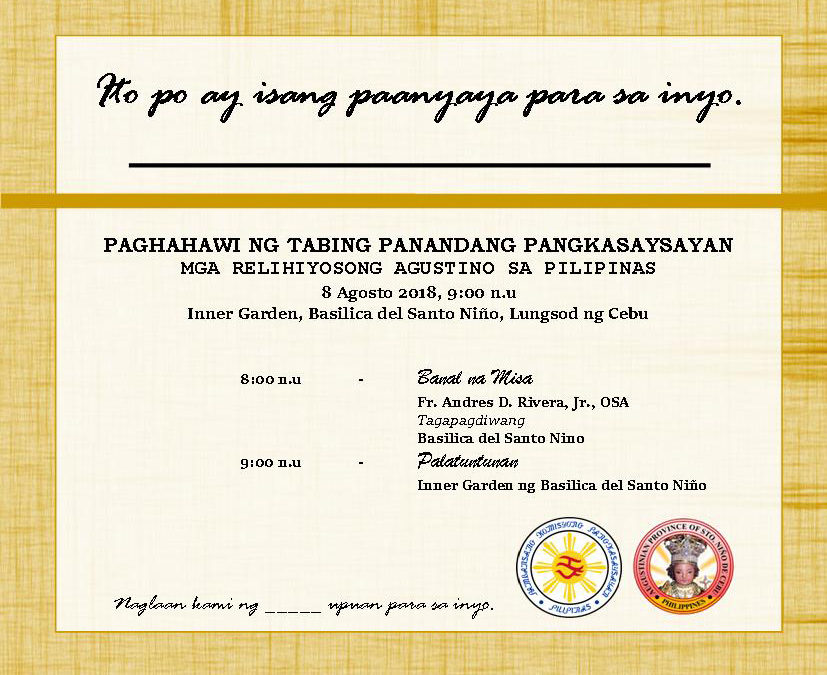NHCP to unveil marker for 450 years of Augustinian Presence