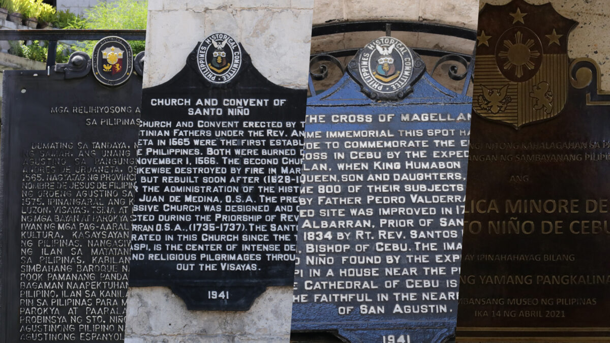 historical markers at the Basilica